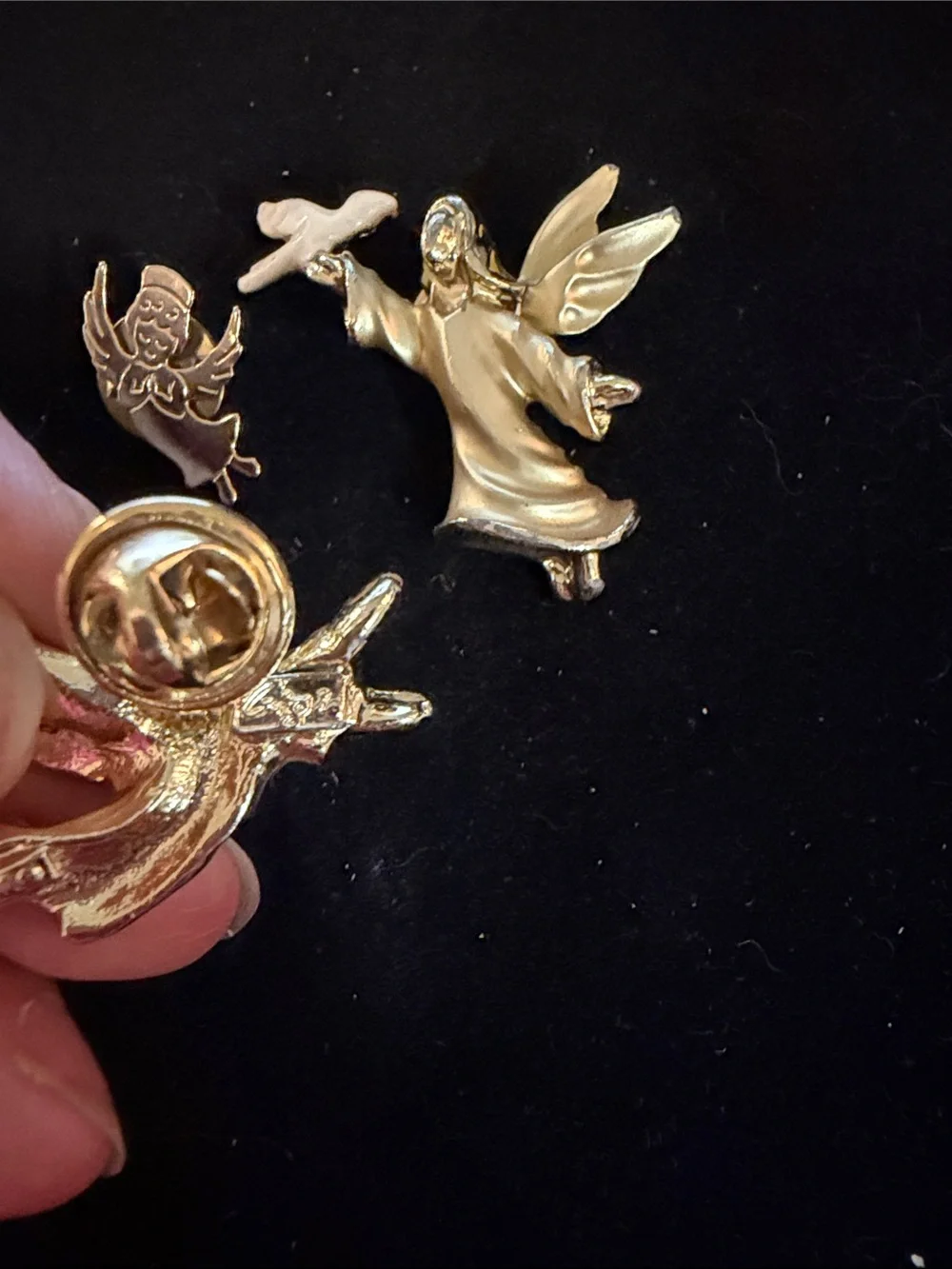 Gigi Giusk Set of 3-Gold Tone Angel Pin Set - Decorative Brooches